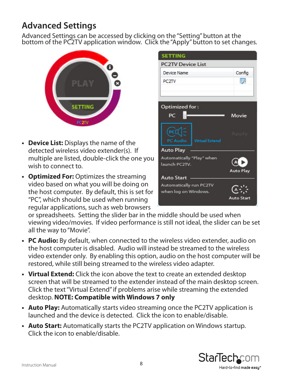 Advanced settings | StarTech.com WIFI2VGA User Manual | Page 11 / 19