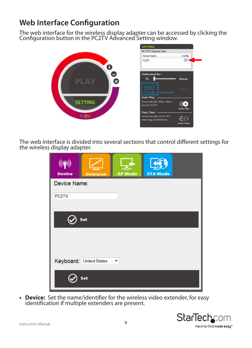 Web interface configuration | StarTech.com WIFI2VGA User Manual | Page 12 / 19