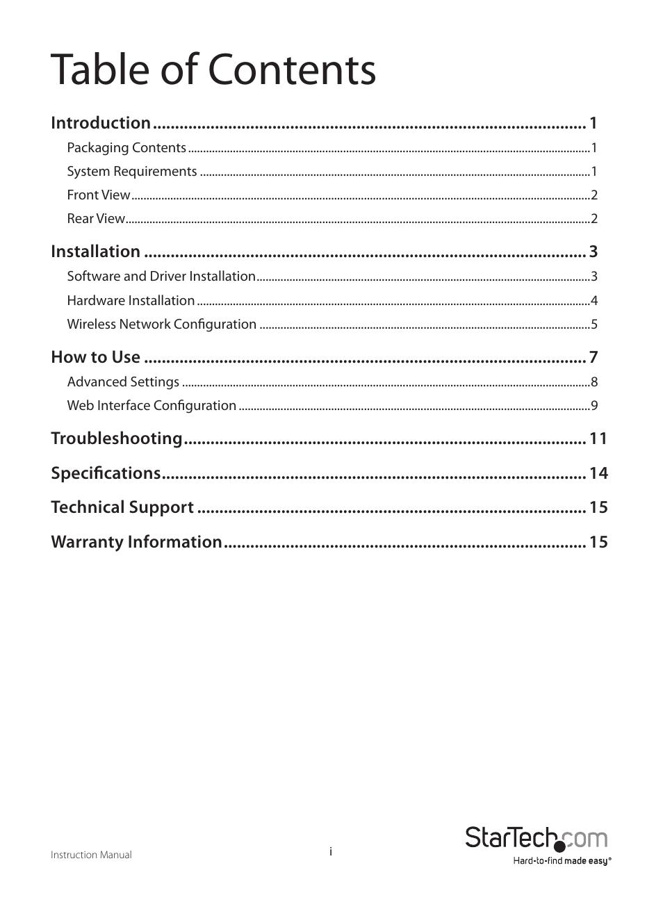 StarTech.com WIFI2VGA User Manual | Page 3 / 19