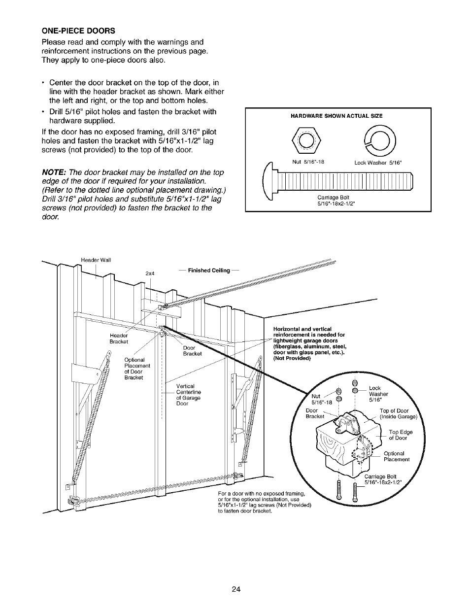 One-piece doors | Craftsman 139.53910 User Manual | Page 24 / 76