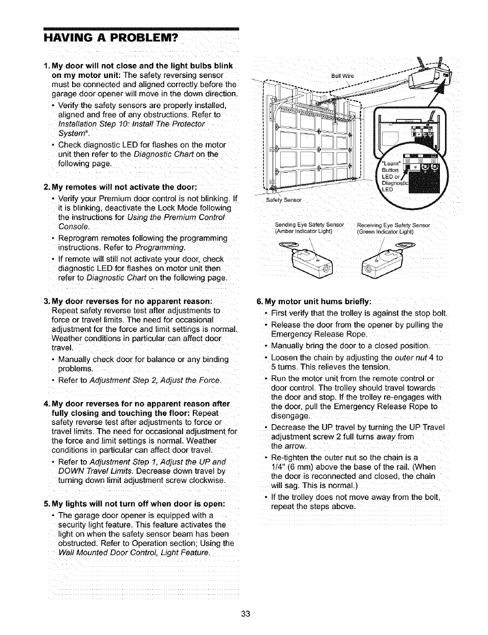 Haviiug a problem, Having a problem | Craftsman 139.53910 User Manual | Page 33 / 76