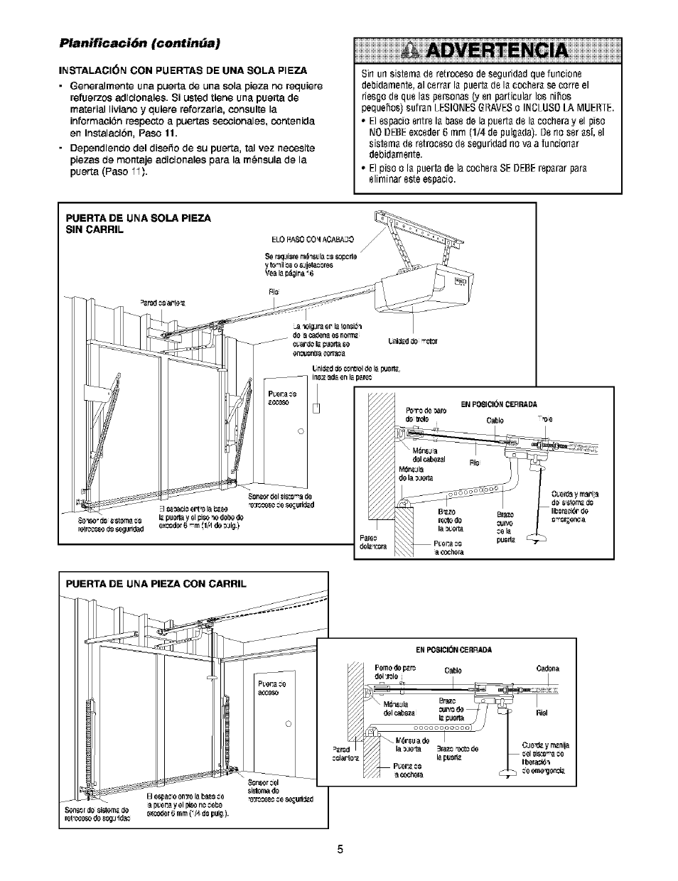 Planificación (continúa), Advertencia | Craftsman 139.53910 User Manual | Page 43 / 76