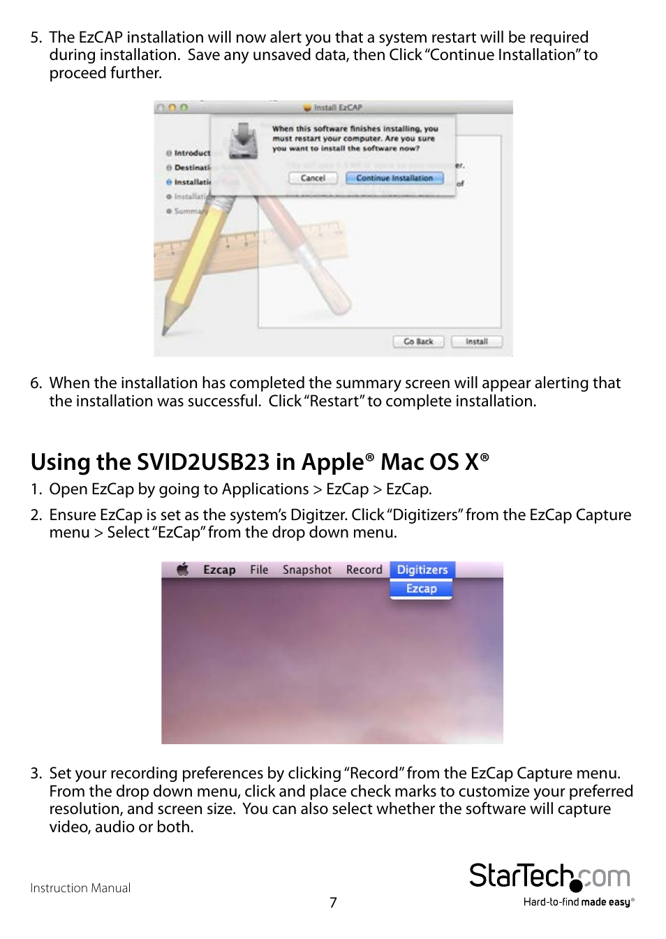 Using the svid2usb23 in apple® mac os x | StarTech.com SVID2USB23 User Manual | Page 10 / 14