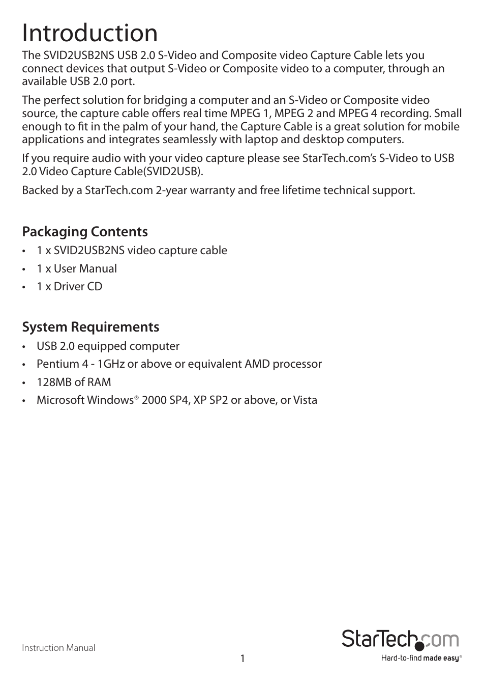 Introduction | StarTech.com SVID2USB2NS User Manual | Page 4 / 14