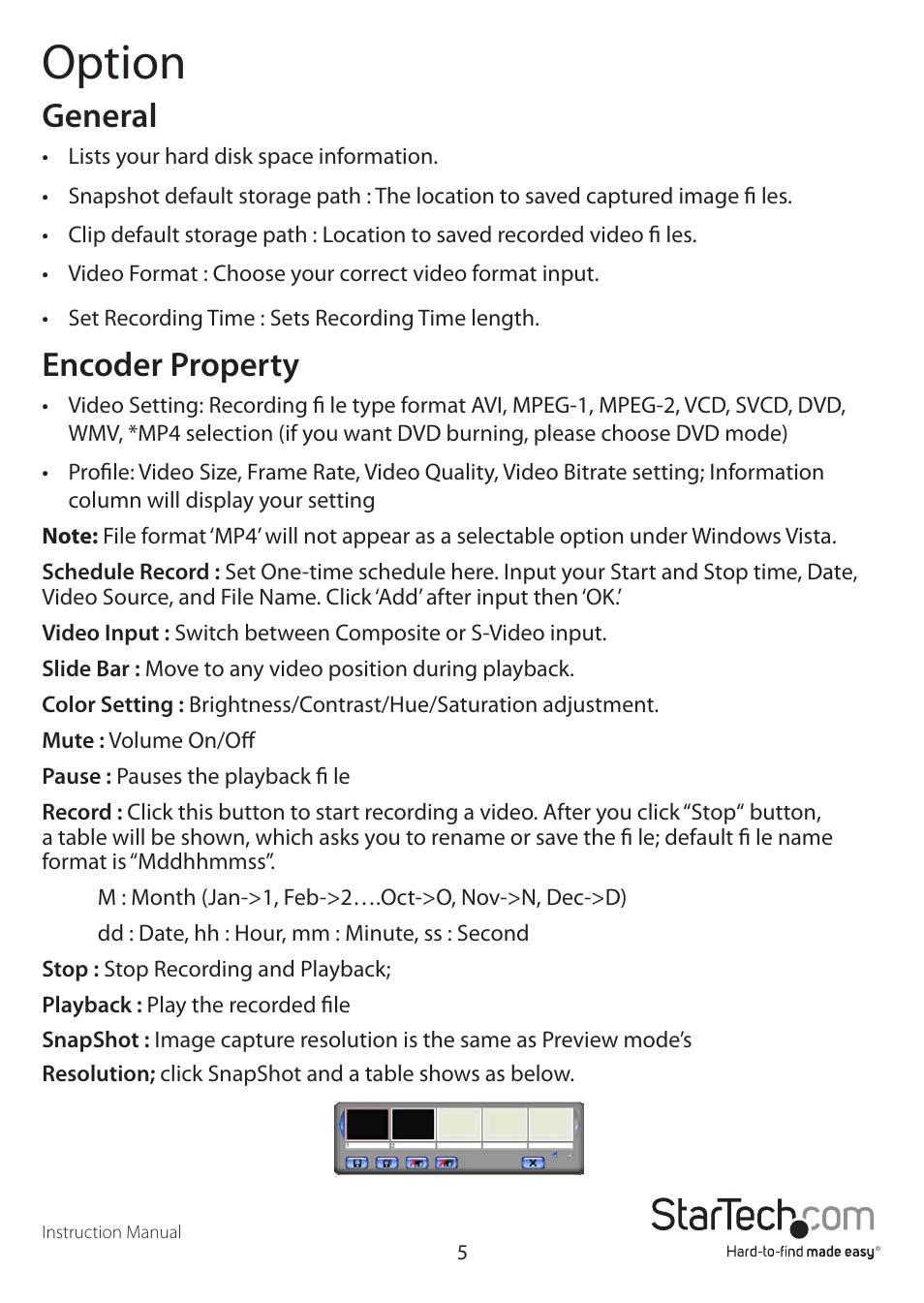 Option, General, Encoder property | StarTech.com SVID2USB2NS User Manual | Page 8 / 14