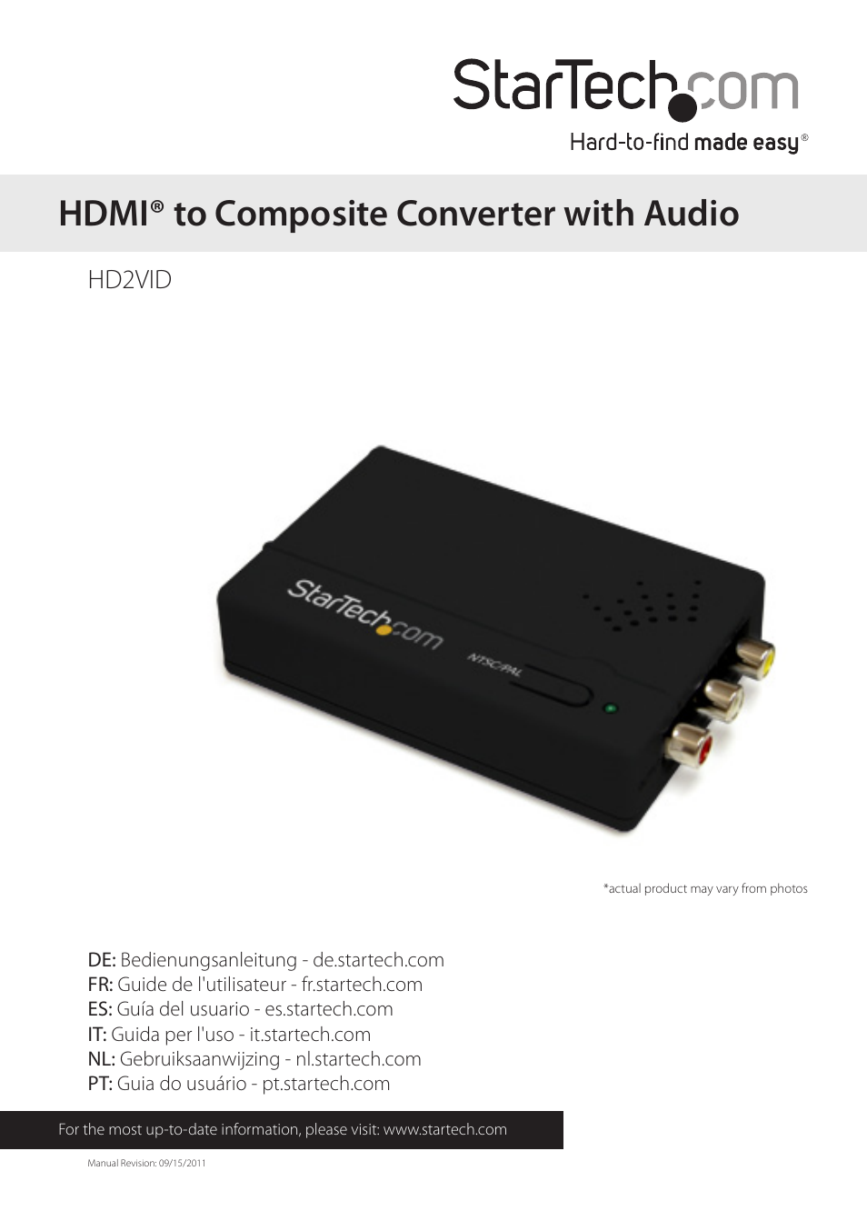 StarTech.com HD2VID User Manual | 10 pages