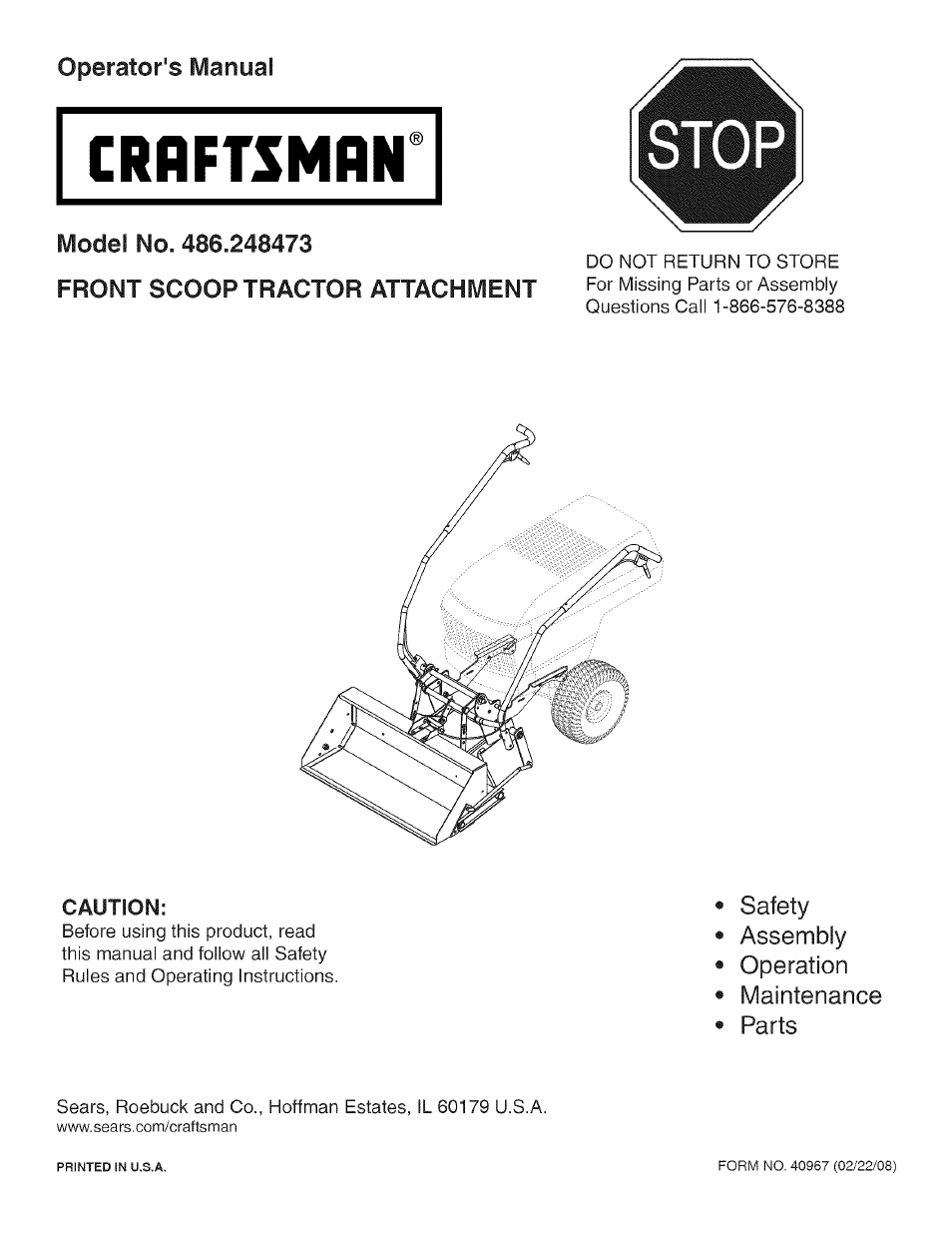 Craftsman 486.248473 User Manual | 24 pages