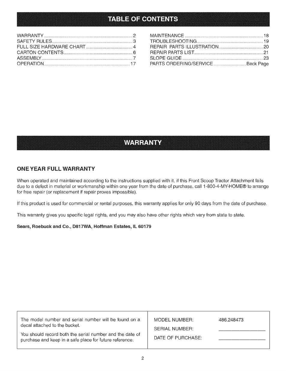 Craftsman 486.248473 User Manual | Page 2 / 24