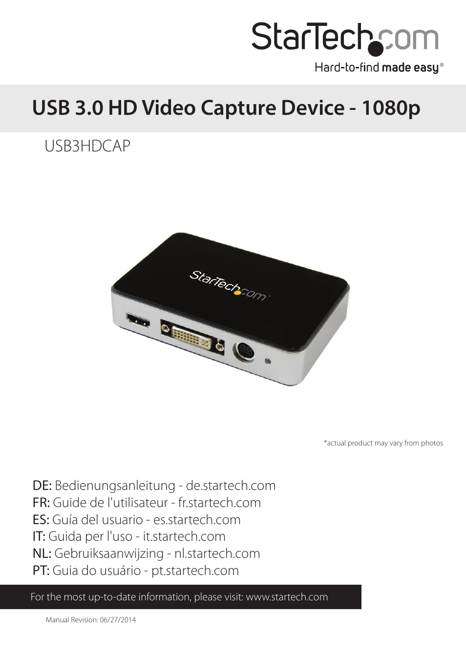 StarTech.com USB3HDCAP User Manual | 25 pages