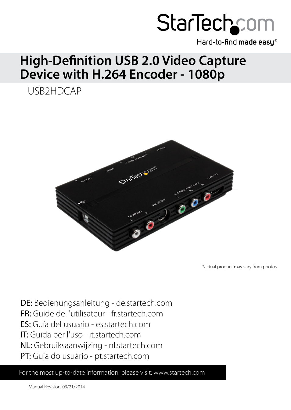 StarTech.com USB2HDCAP User Manual | 13 pages