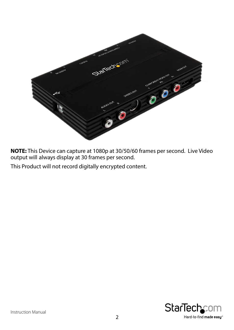 StarTech.com USB2HDCAP User Manual | Page 5 / 13