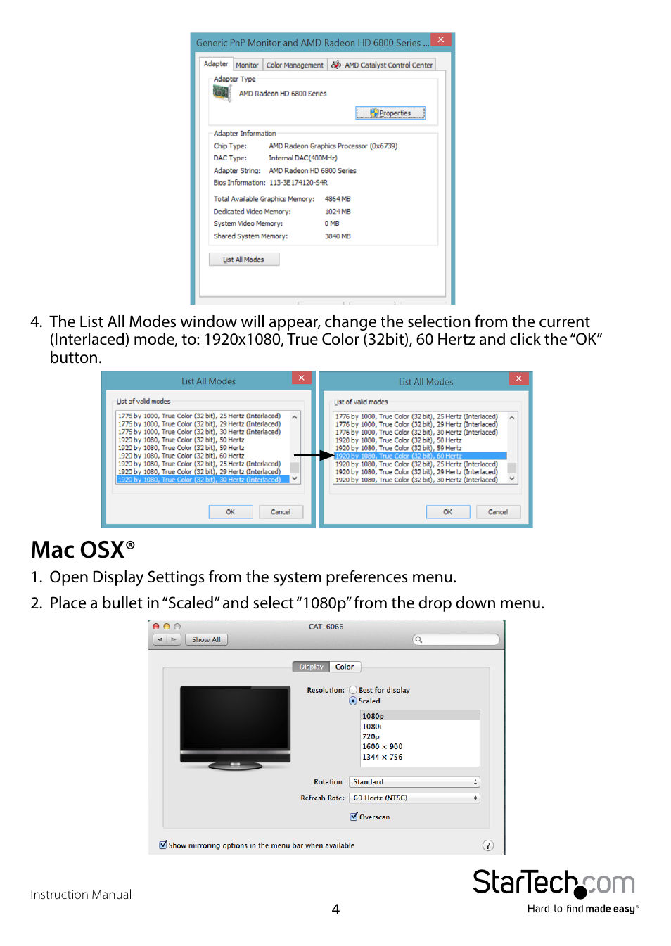 Mac osx | StarTech.com DVI2HDMIA User Manual | Page 7 / 10