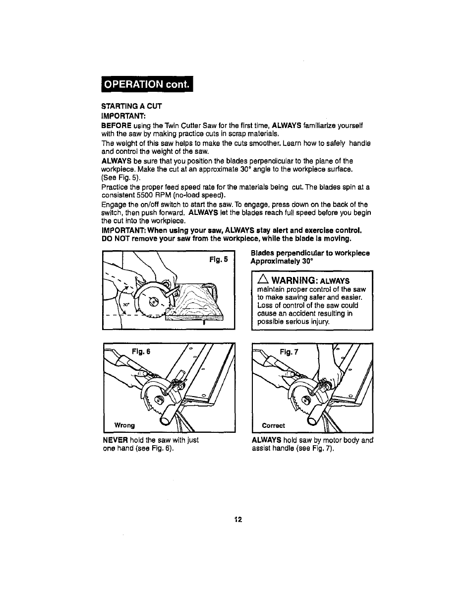 A warning: always | Craftsman 286.17589 User Manual | Page 12 / 48