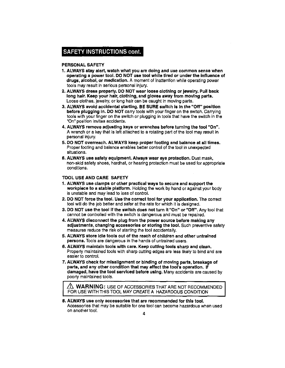 Craftsman 286.17589 User Manual | Page 4 / 48