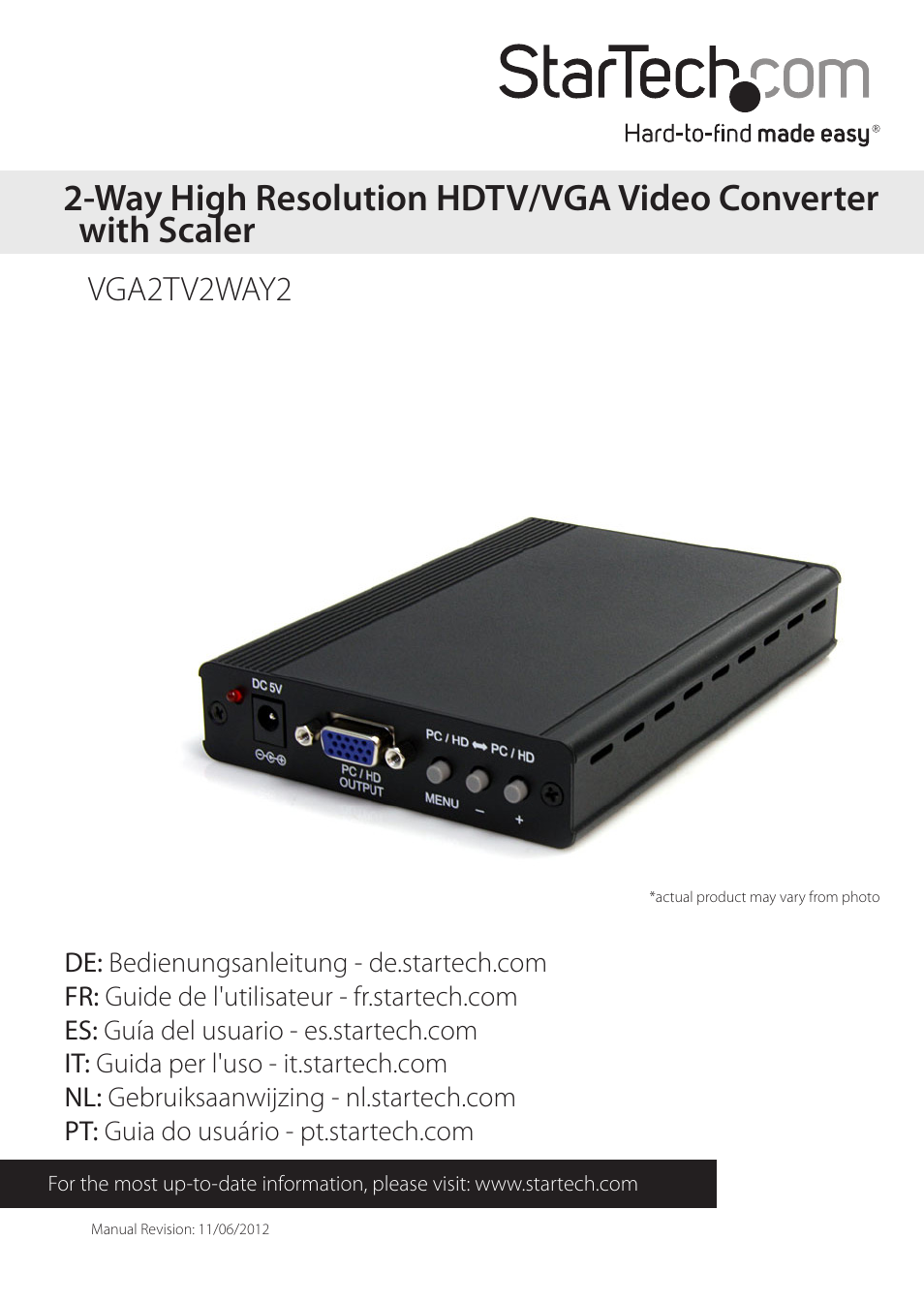 StarTech.com VGA2TV2WAY2 User Manual | 12 pages