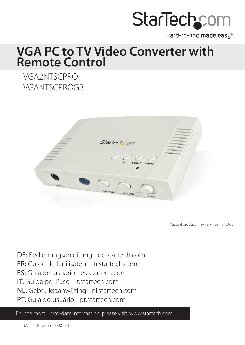 StarTech.com VGANTSCPROGB User Manual | 12 pages