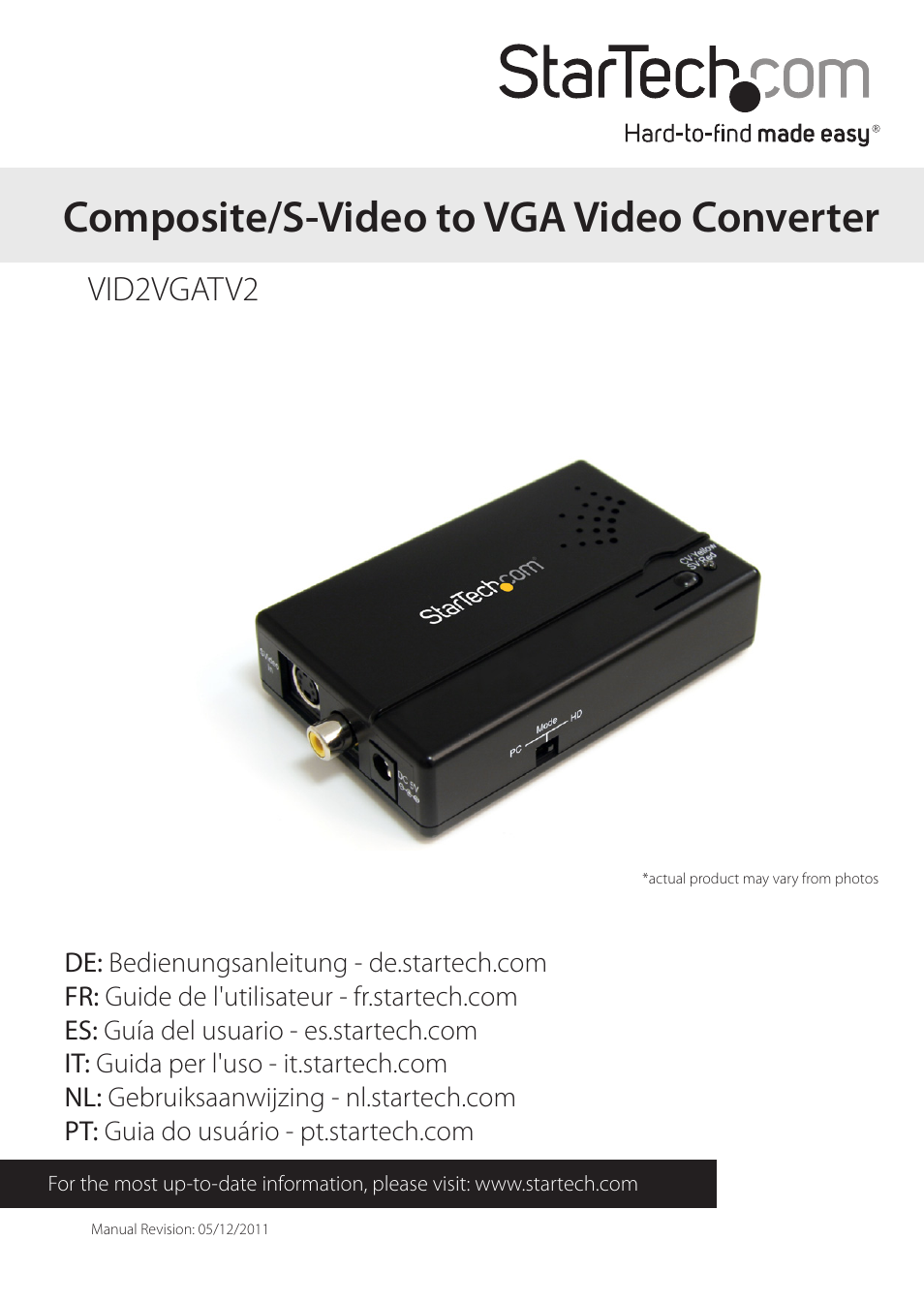 StarTech.com VID2VGATV2 User Manual | 11 pages