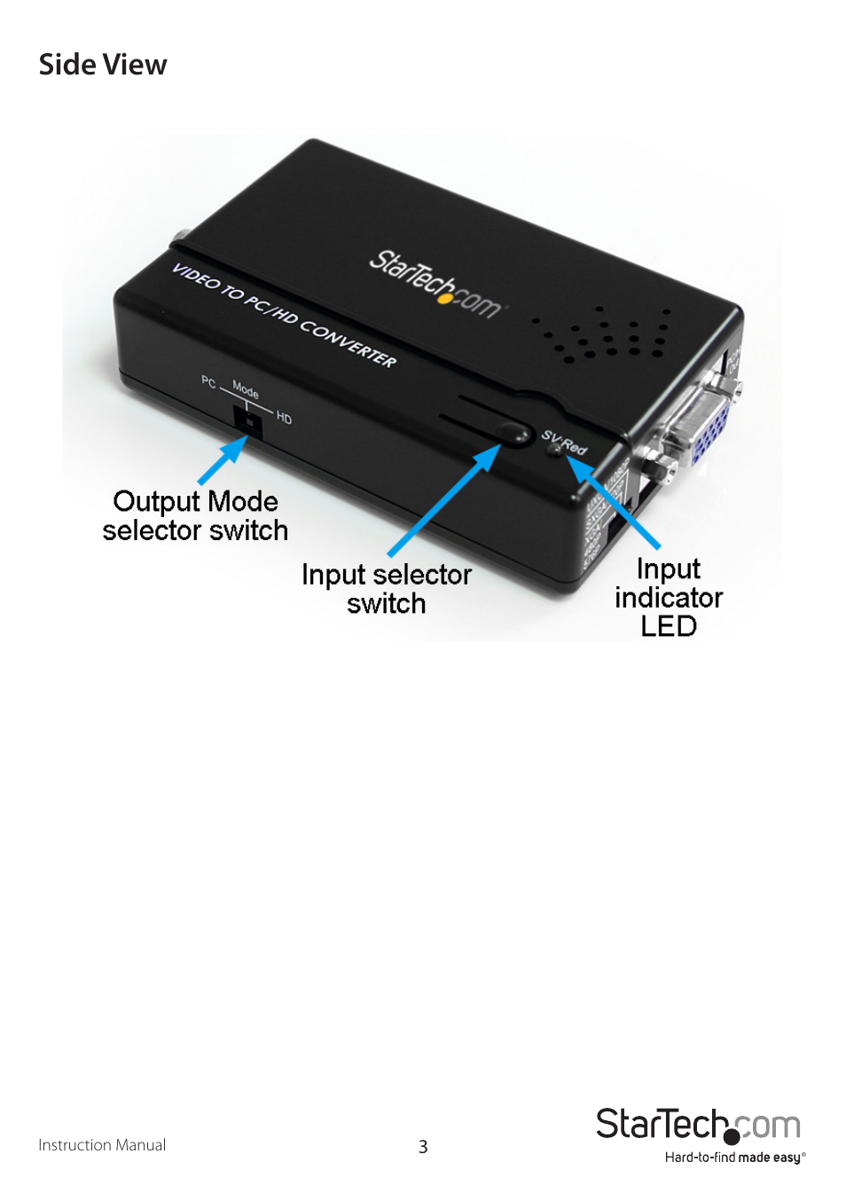 Side view | StarTech.com VID2VGATV2 User Manual | Page 6 / 11