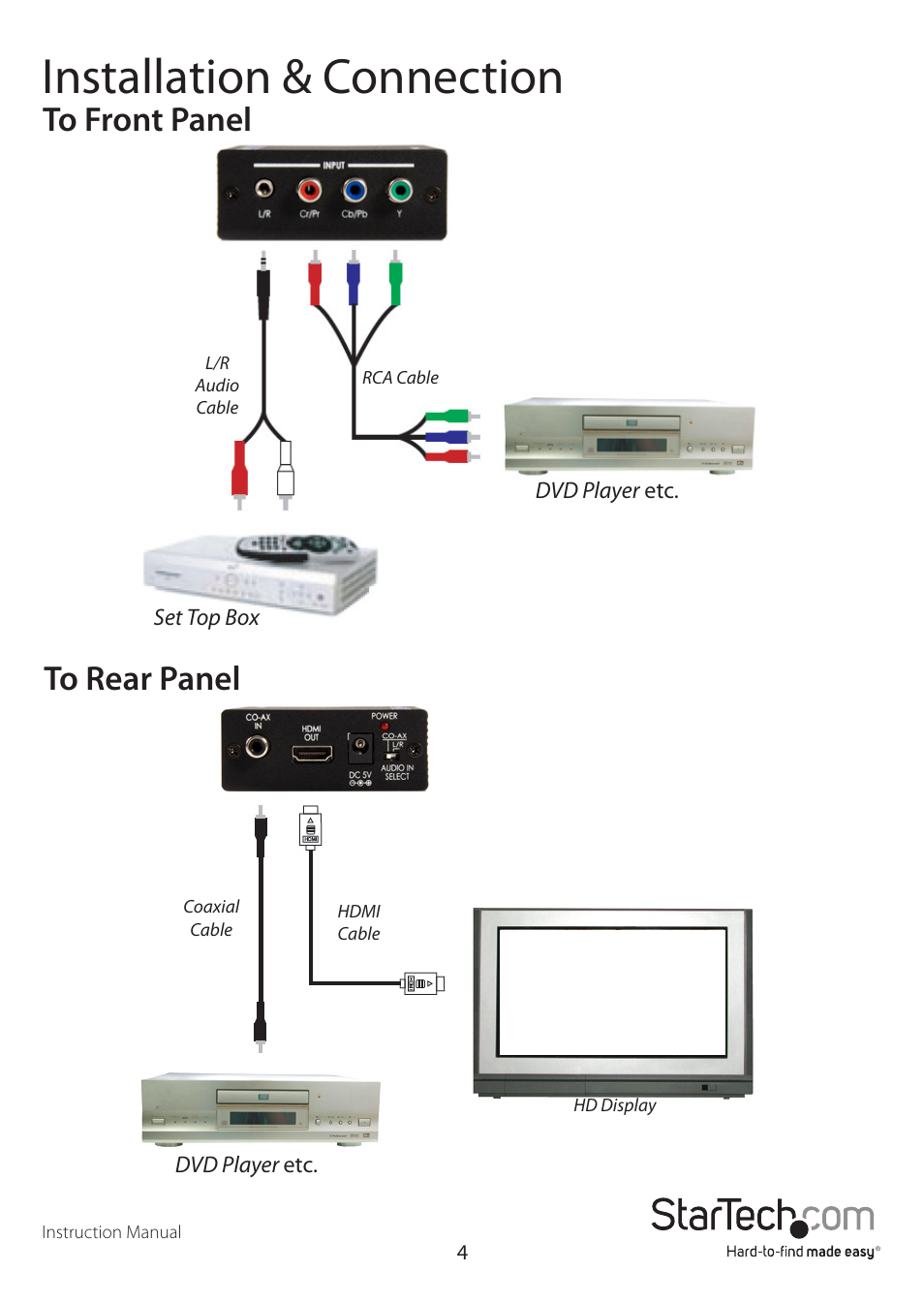 Installation & connection | StarTech.com CPNTA2HDMI User Manual | Page 7 / 9