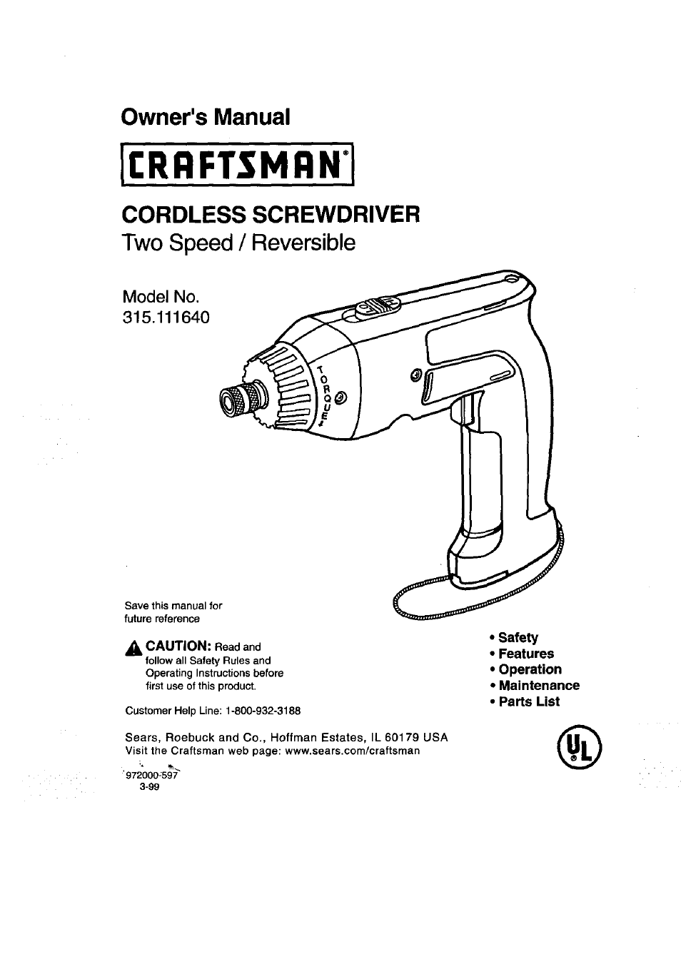 Craftsman 315.111640 User Manual | 12 pages