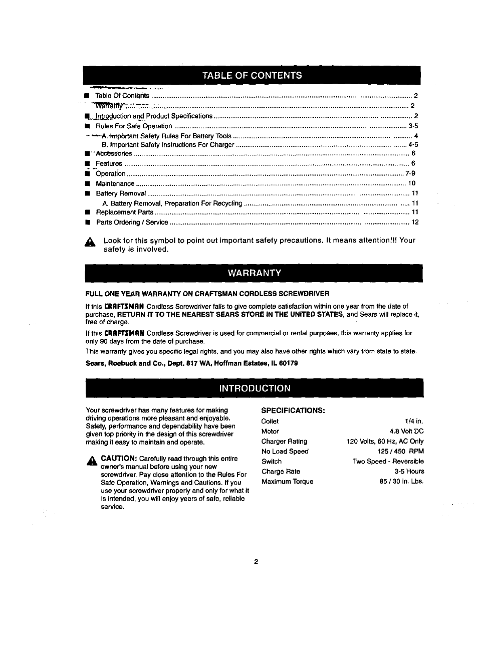 Craftsman 315.111640 User Manual | Page 2 / 12