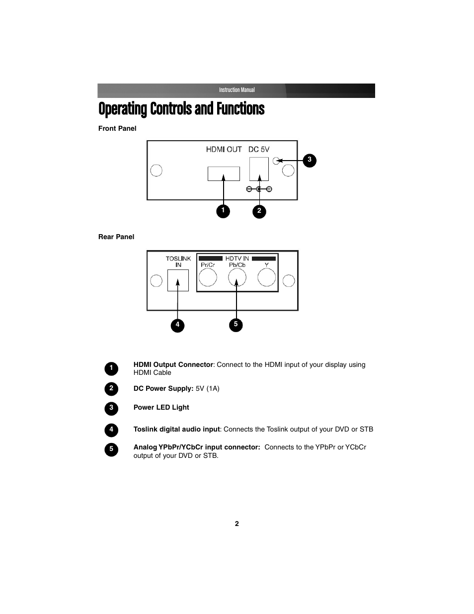 Operating controls and functions | StarTech.com CPNTTOSHDMI User Manual | Page 5 / 8
