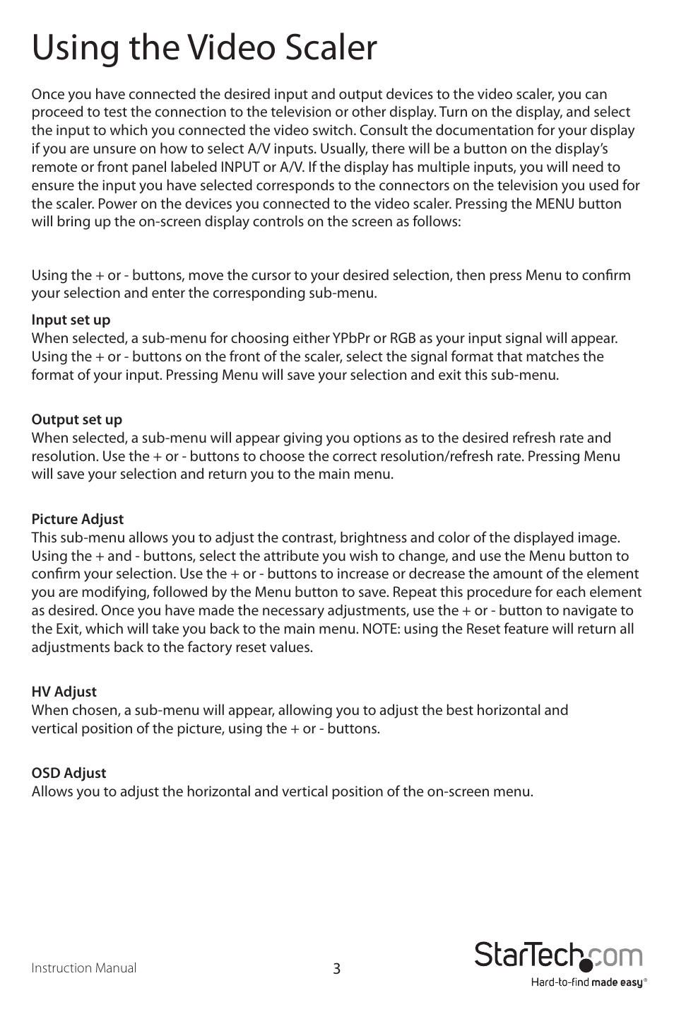 Using the video scaler | StarTech.com DVI2VGA User Manual | Page 6 / 11