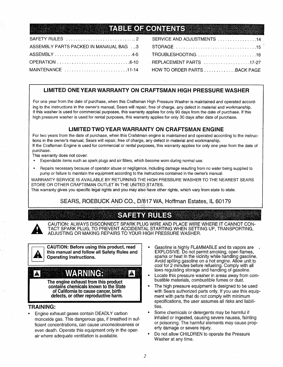 Craftsman 580.763000 User Manual | Page 2 / 26