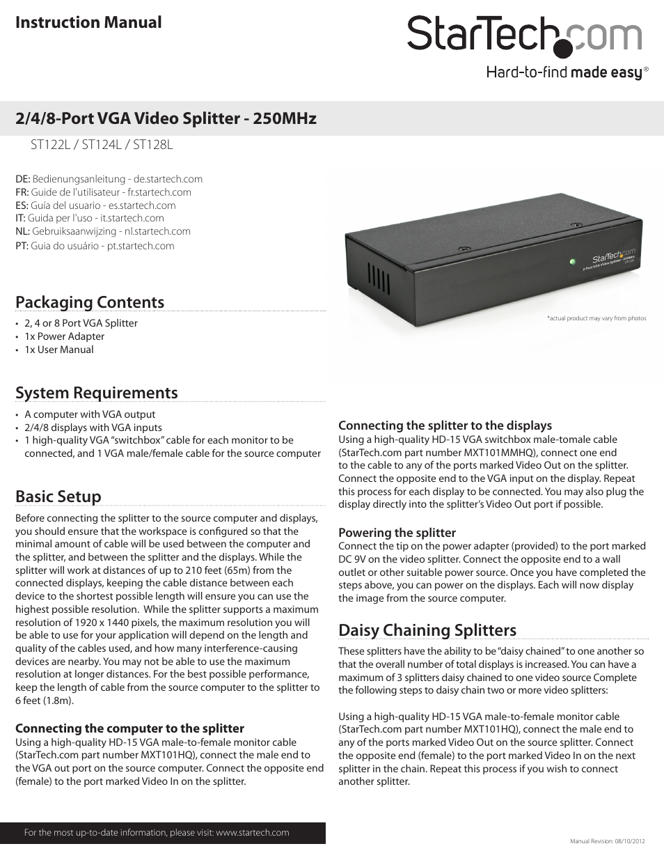 StarTech.com ST128L User Manual | 2 pages