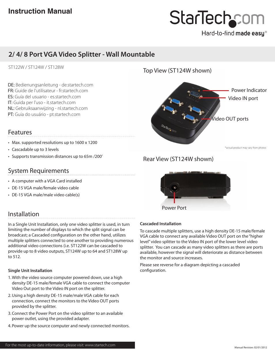 StarTech.com ST128W User Manual | 2 pages