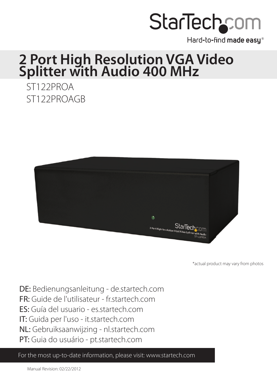 StarTech.com ST122PROAGB User Manual | 9 pages