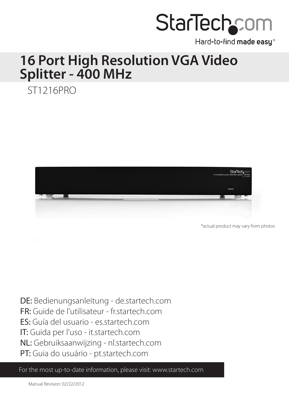 StarTech.com ST1216PRO User Manual | 8 pages