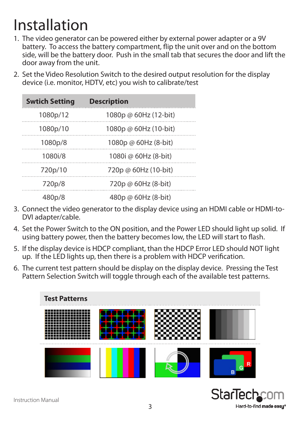 Installation | StarTech.com HDMIPATRN2EU User Manual | Page 6 / 9