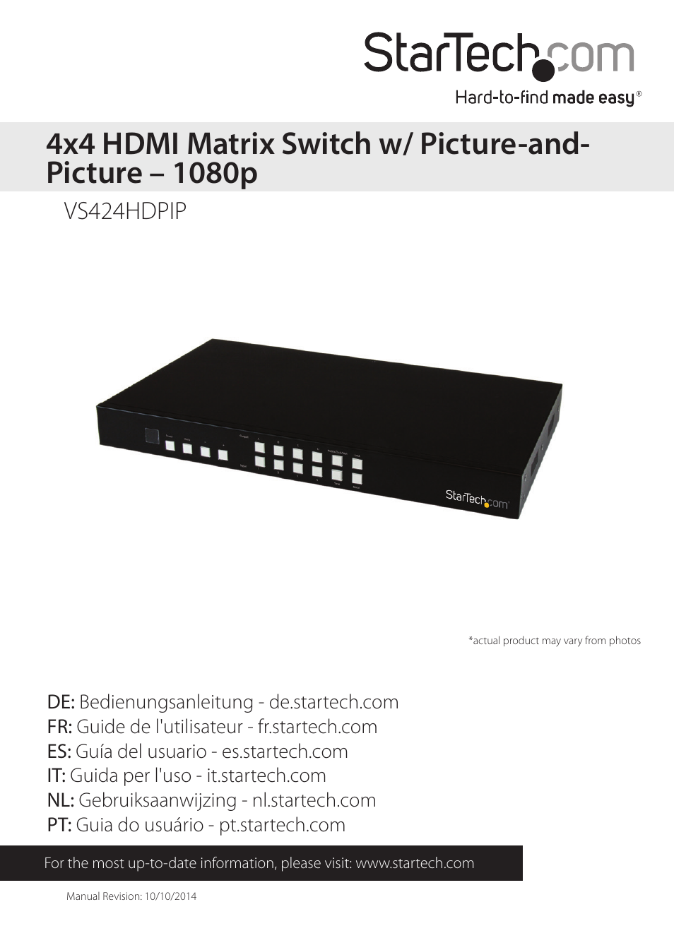 StarTech.com VS424HDPIP Manual User Manual | 22 pages