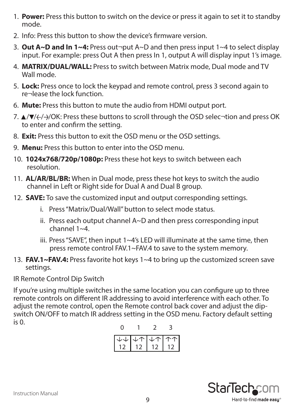 StarTech.com VS424HDPIP Manual User Manual | Page 12 / 22