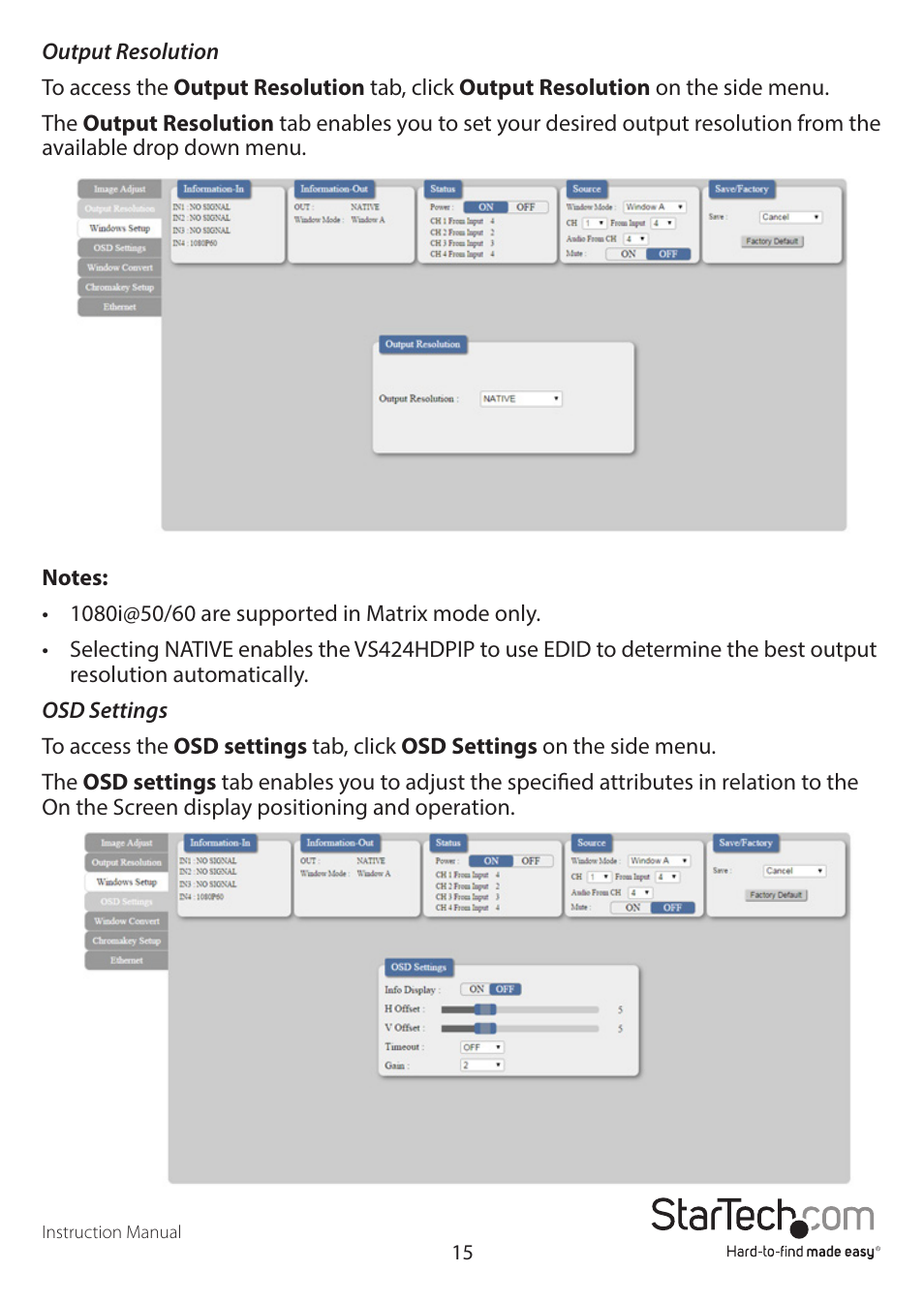 StarTech.com VS424HDPIP Manual User Manual | Page 18 / 22