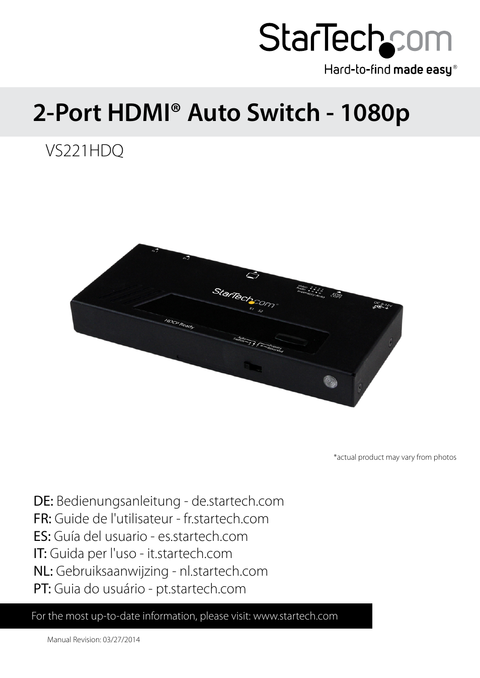 StarTech.com VS221HDQ User Manual | 10 pages