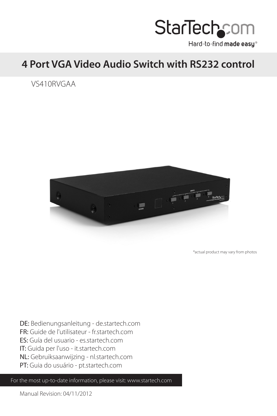 StarTech.com VS410RVGAA User Manual | 12 pages