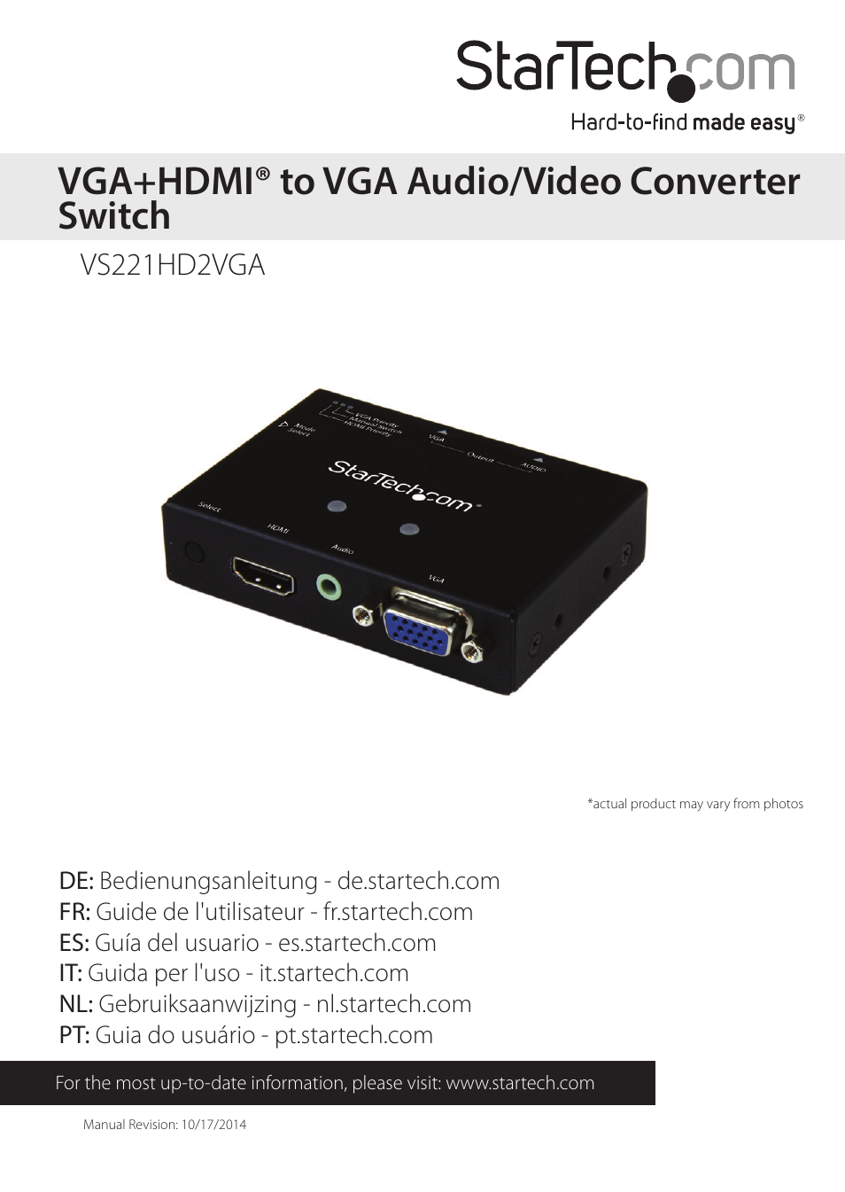 StarTech.com VS221HD2VGA User Manual | 11 pages