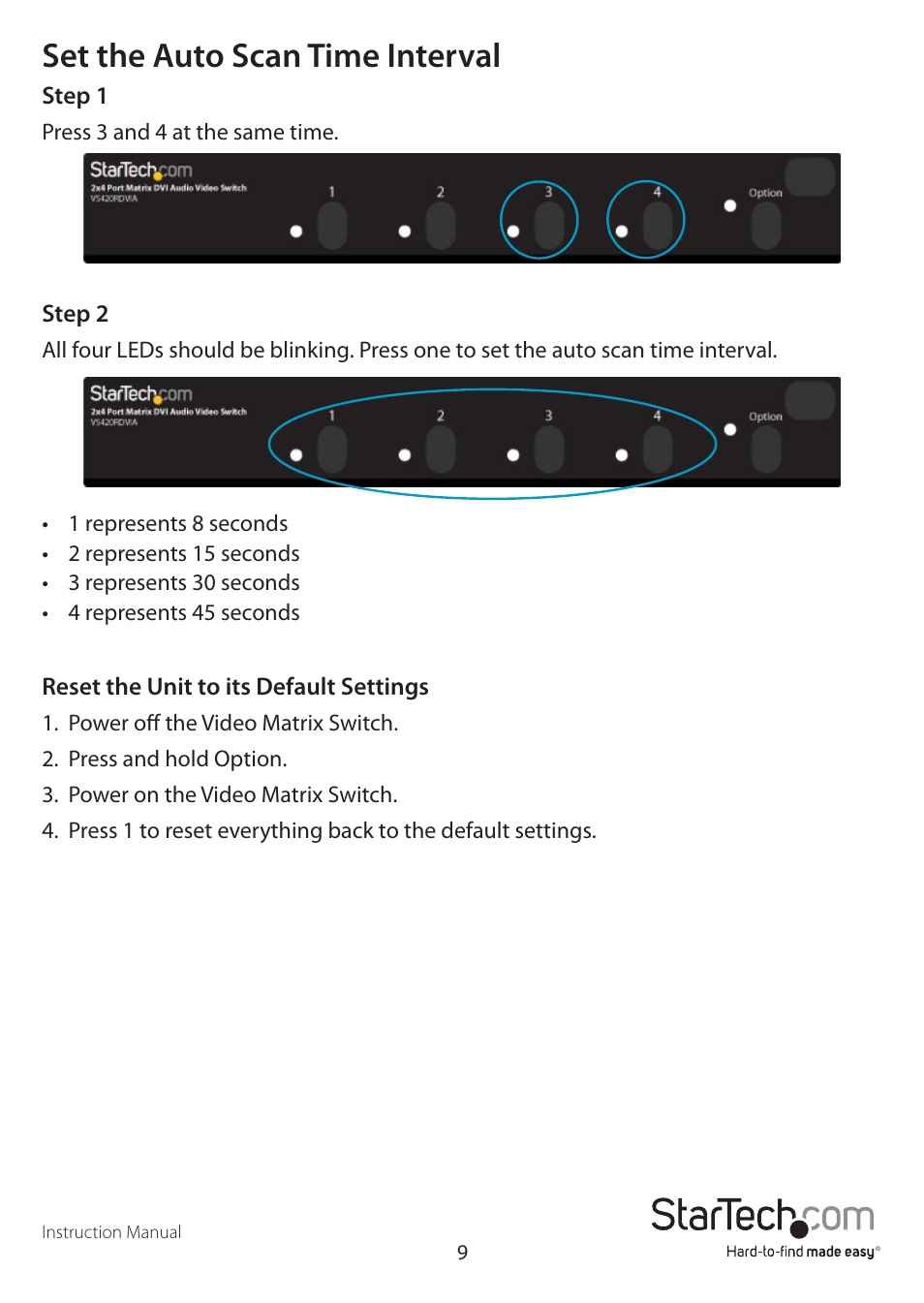 Set the auto scan time interval | StarTech.com VS420RDVIA User Manual | Page 12 / 17