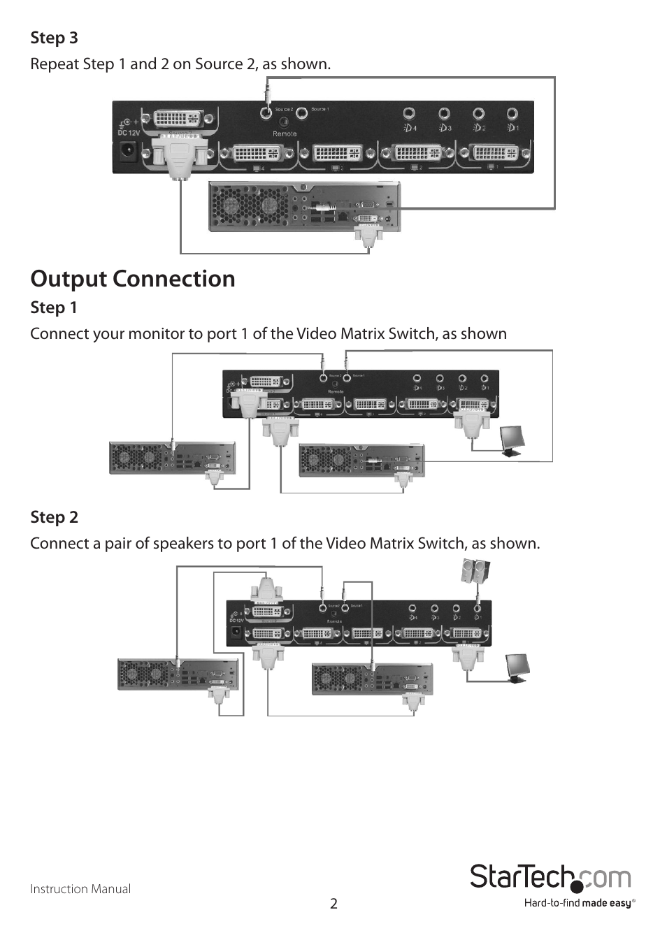 Output connection | StarTech.com VS420RDVIA User Manual | Page 5 / 17