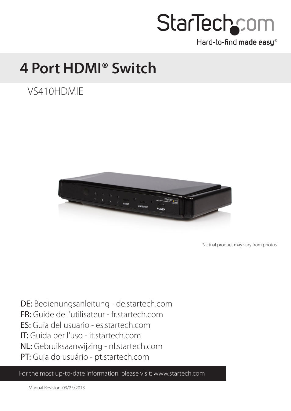 StarTech.com VS410HDMIE User Manual | 9 pages