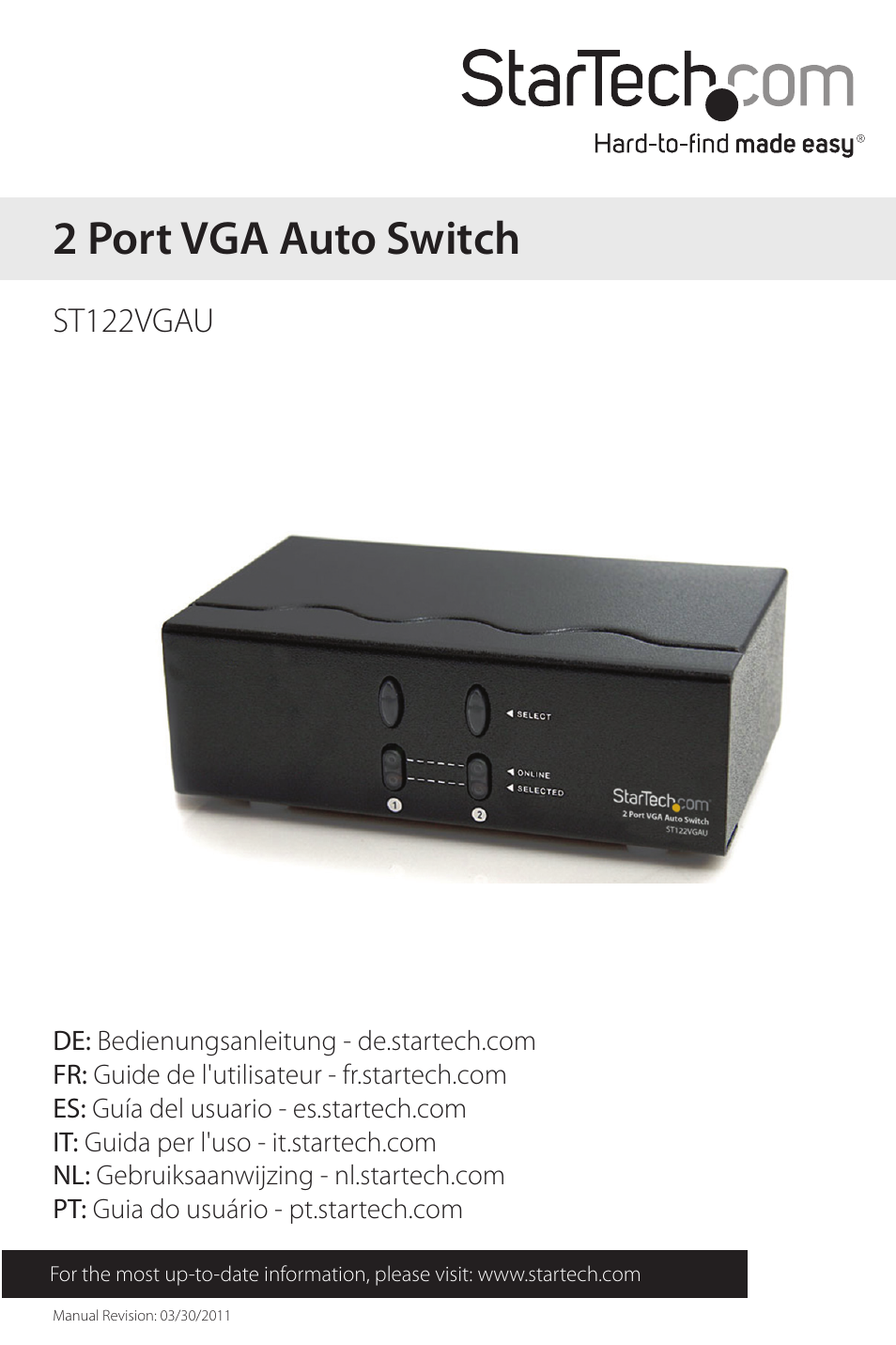 StarTech.com ST122VGAU User Manual | 9 pages