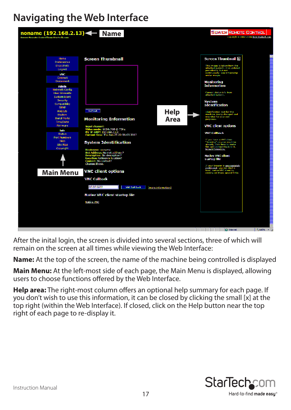 Navigating the web interface | StarTech.com CABCONS1716I User Manual | Page 21 / 65