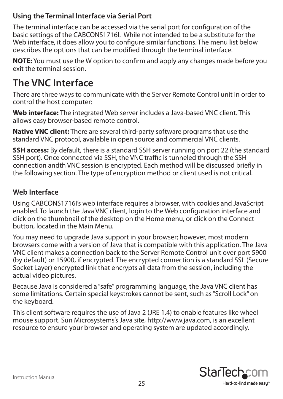 The vnc interface | StarTech.com CABCONS1716I User Manual | Page 29 / 65