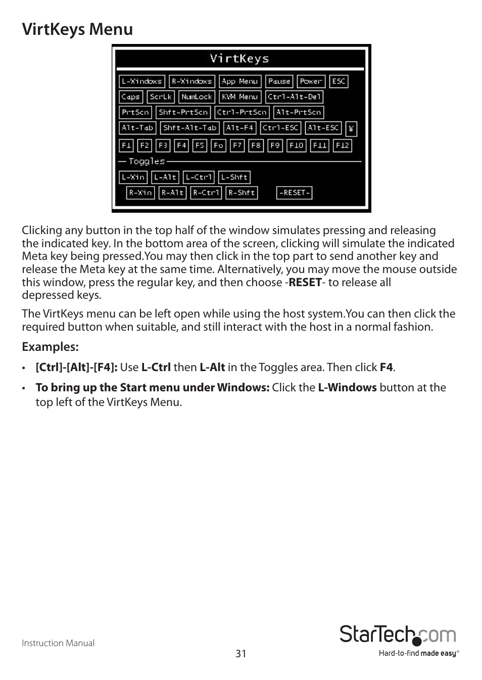 Virtkeys menu | StarTech.com CABCONS1716I User Manual | Page 35 / 65
