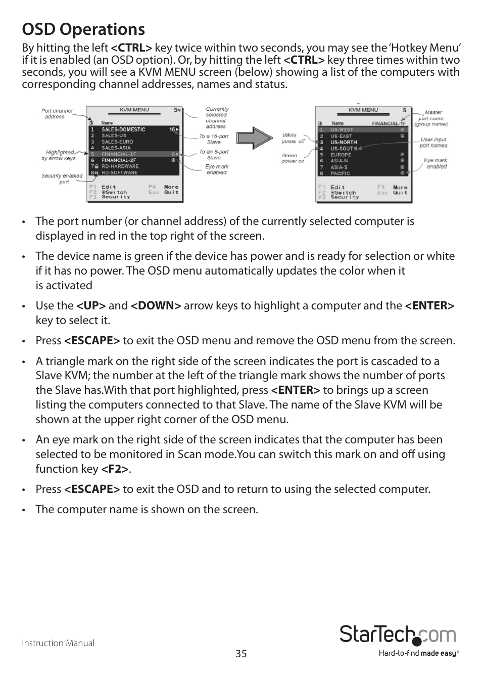 Osd operations | StarTech.com CABCONS1716I User Manual | Page 39 / 65