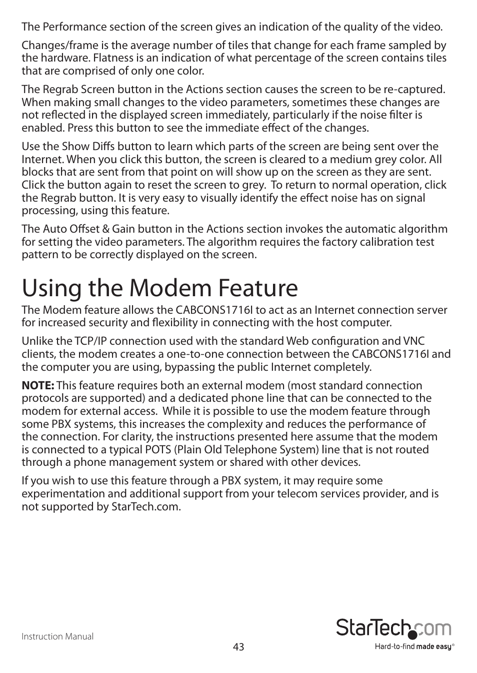 Using the modem feature | StarTech.com CABCONS1716I User Manual | Page 47 / 65