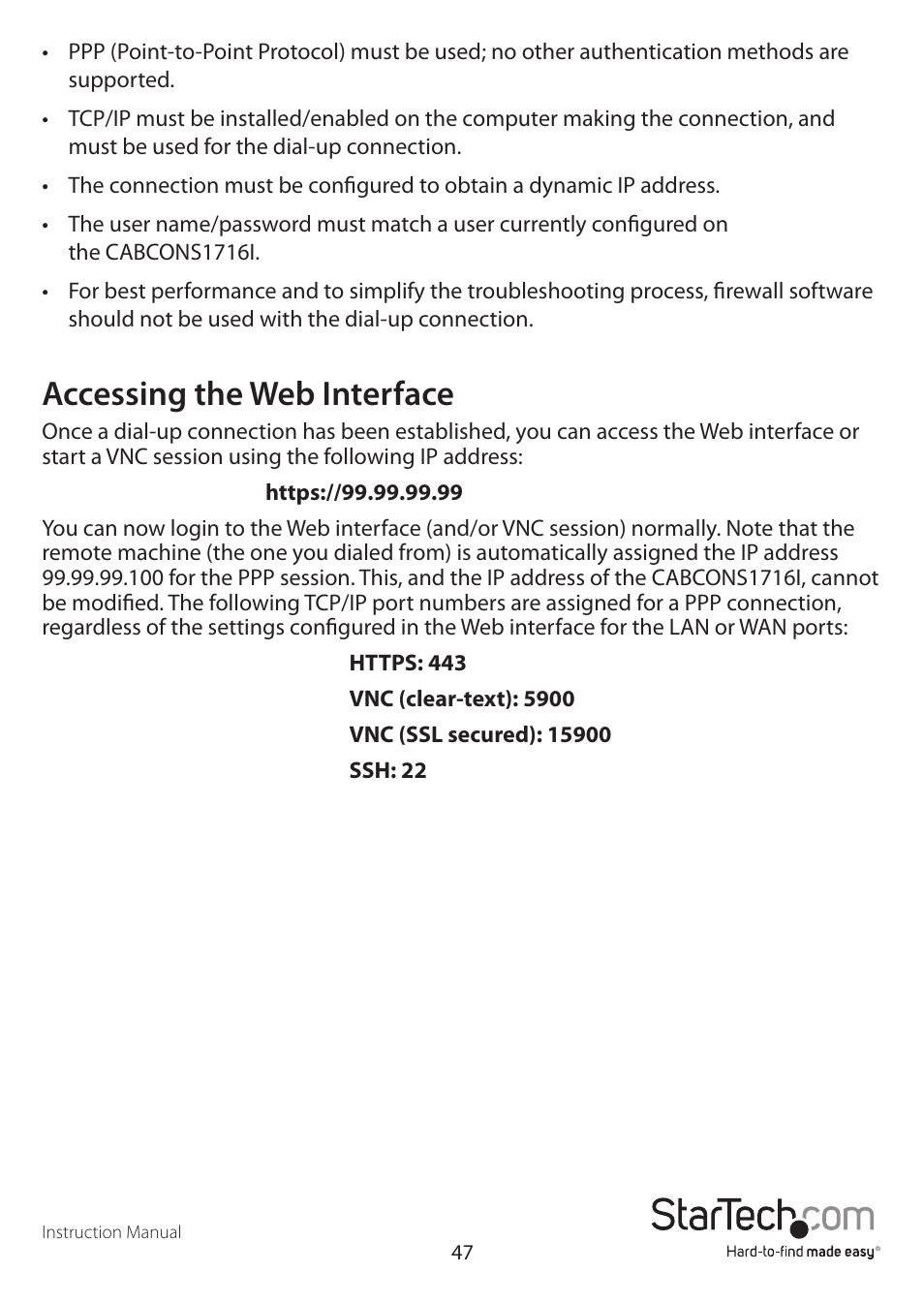 Accessing the web interface | StarTech.com CABCONS1716I User Manual | Page 51 / 65