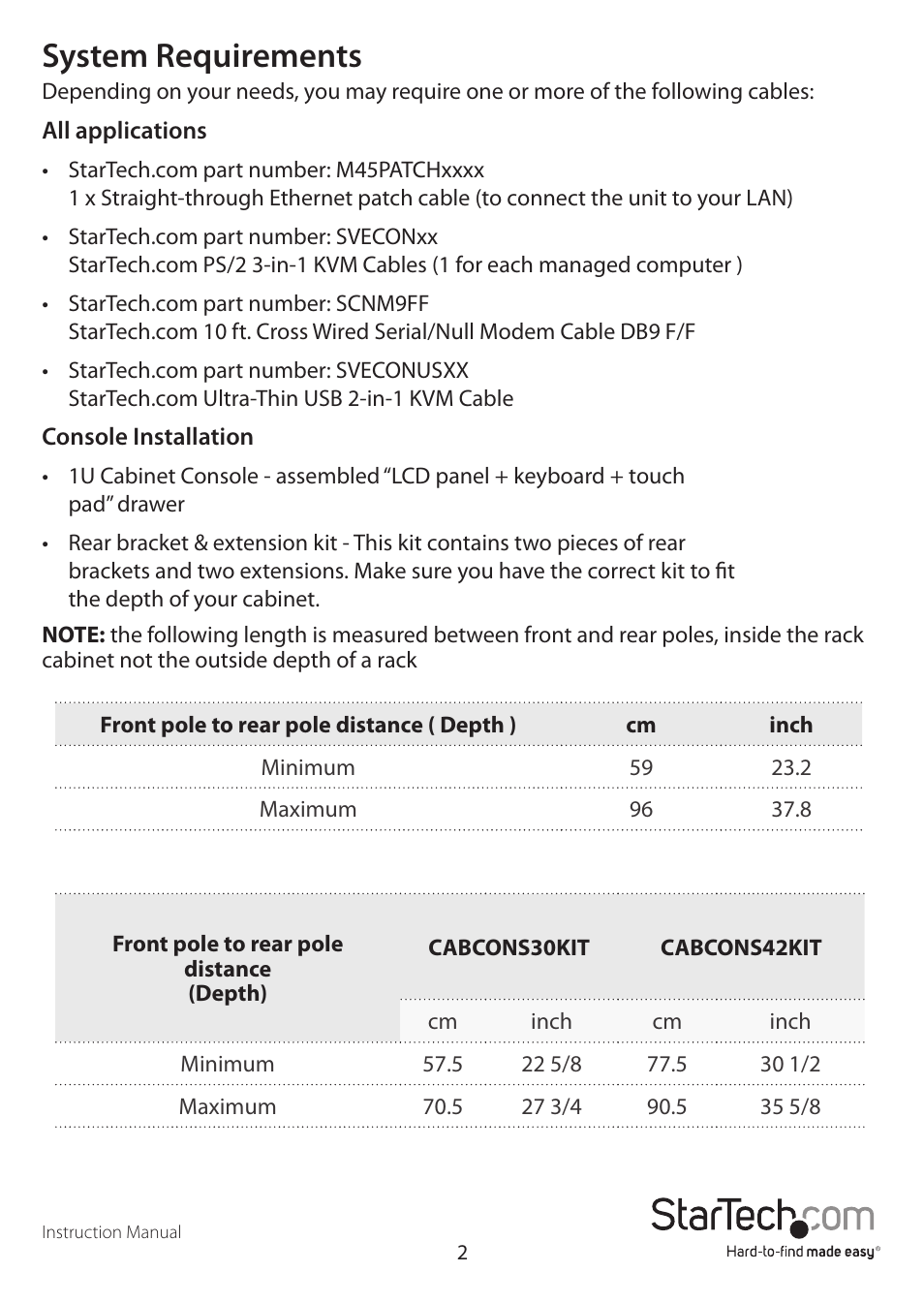 System requirements | StarTech.com CABCONS1716I User Manual | Page 6 / 65